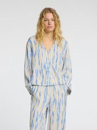 PRINTED VISCOSE  LONG SLEEVED TOP, Birch, highres