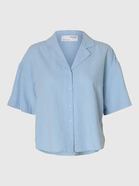 LINNENMIX OVERHEMD MET KORTE MOUWEN, Cashmere Blue, highres
