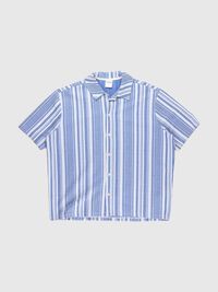 STRIPED SHORT SLEEVED SHIRT, Nautical Blue, highres