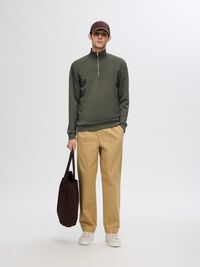 VISCOSE BLEND HALF ZIP SWEATSHIRT, Forest Night, highres