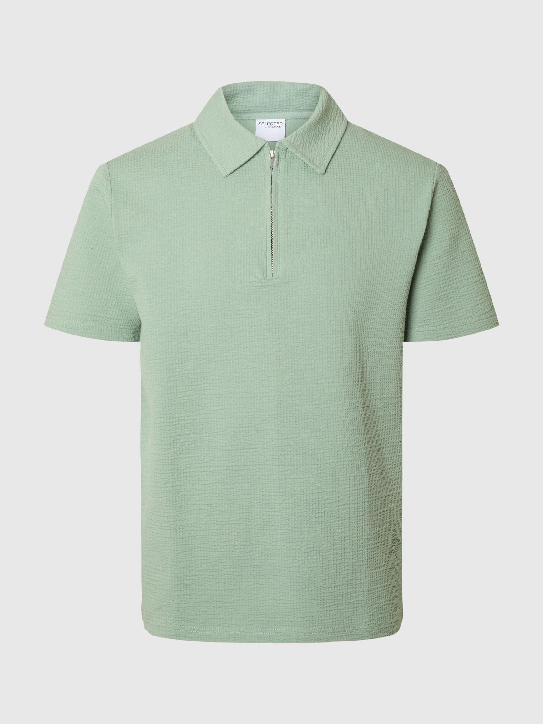 SEERSUCKER POLO SHIRT, Iceberg Green, highres