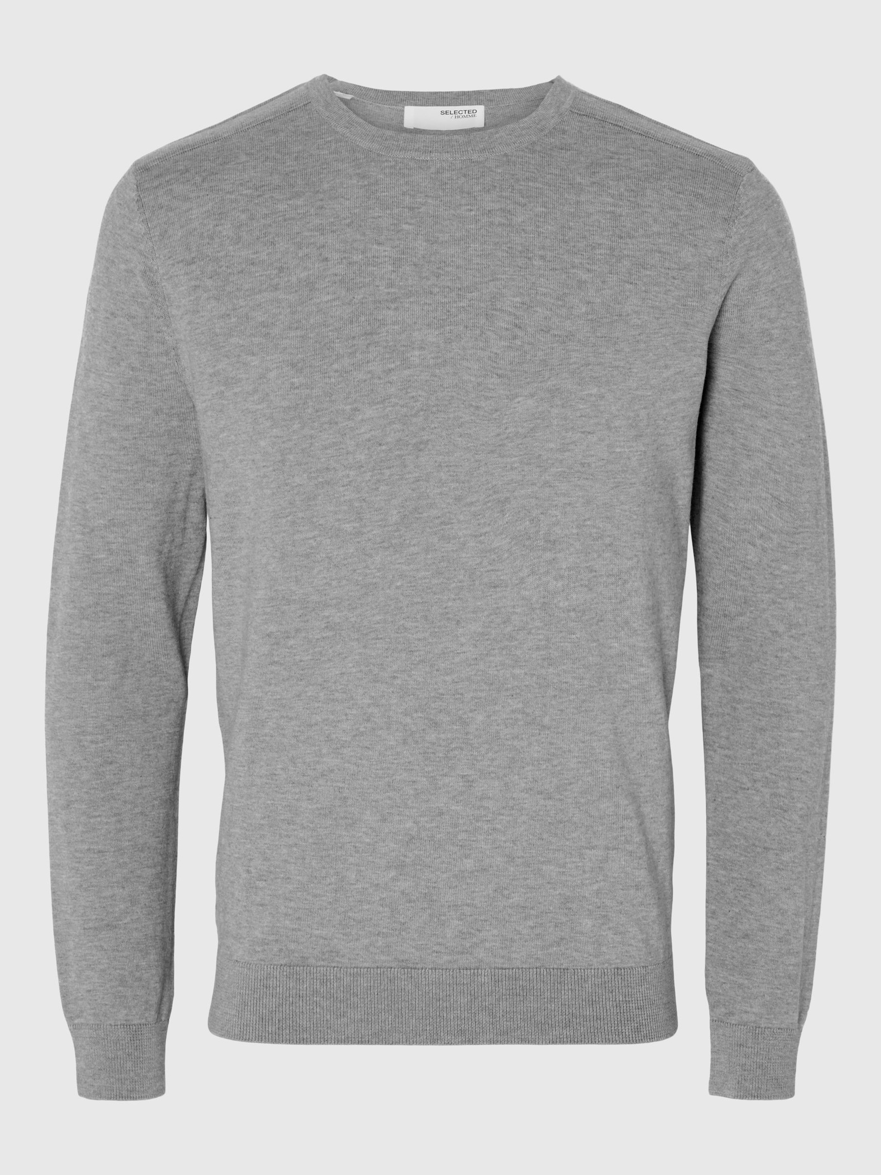 LANGARM PULLOVER MIT RUNDHALSAUSSCHNITT, Medium Grey Melange, highres