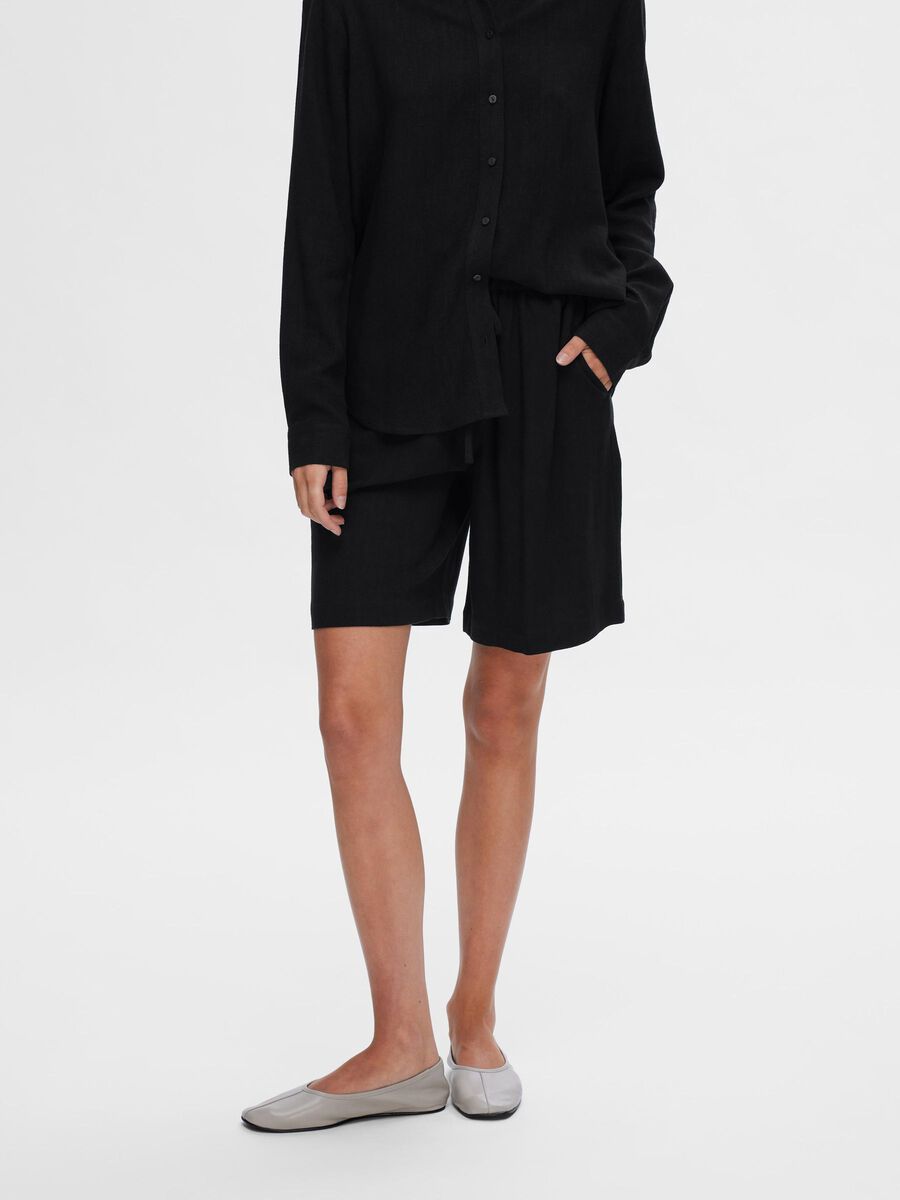 Selected VISCOSE BLEND SHORTS, Black, highres - 16093932_Black_003.jpg