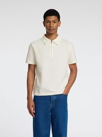 SEERSUCKER POLO SHIRT, Egret, highres
