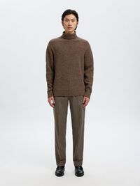 WOOL BLEND KNITTED PULLOVER, Coffee Bean, highres