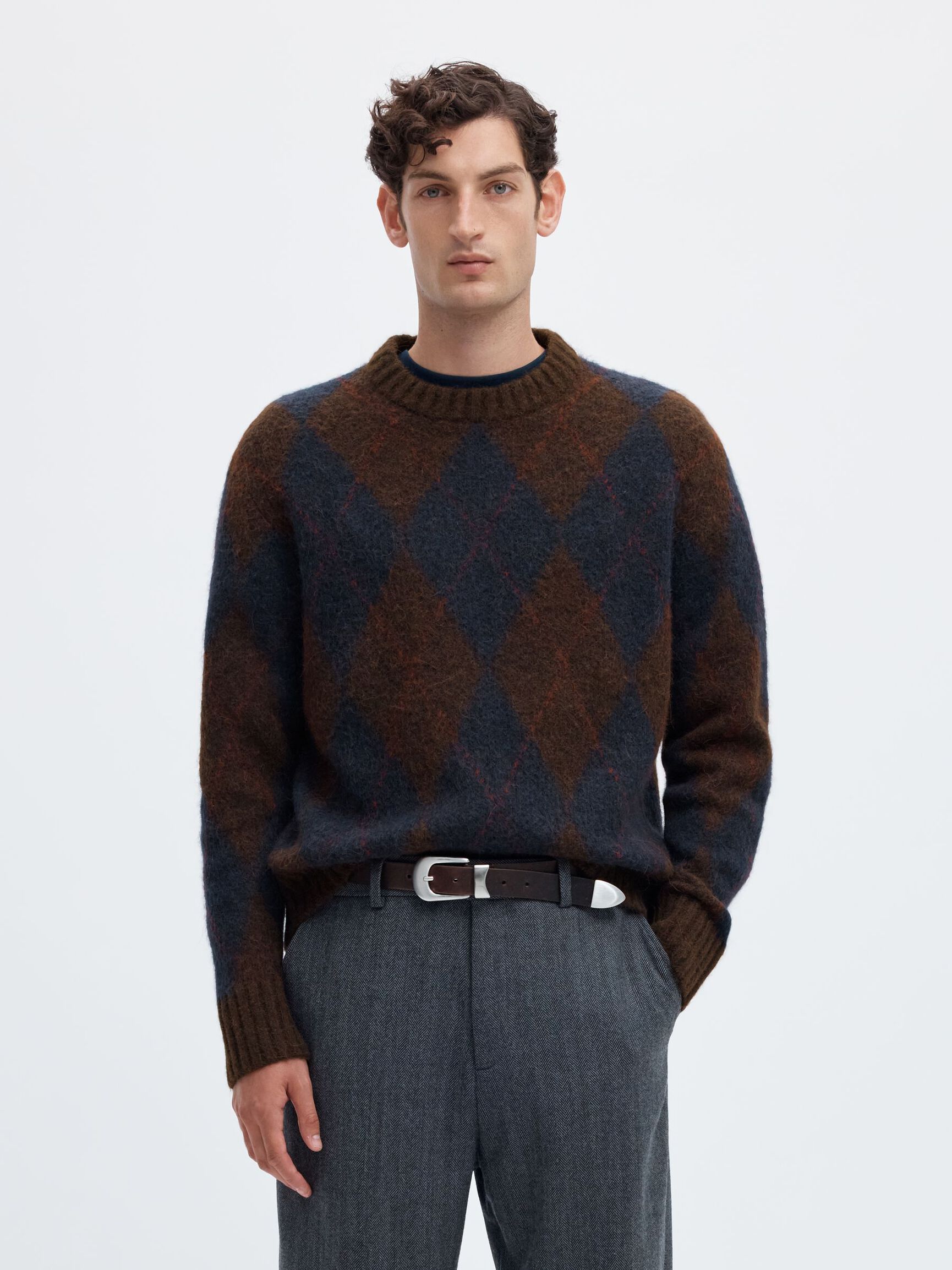 BORSTAD ARGYLE RUNDRINGAD TRÖJA, Delicioso, highres