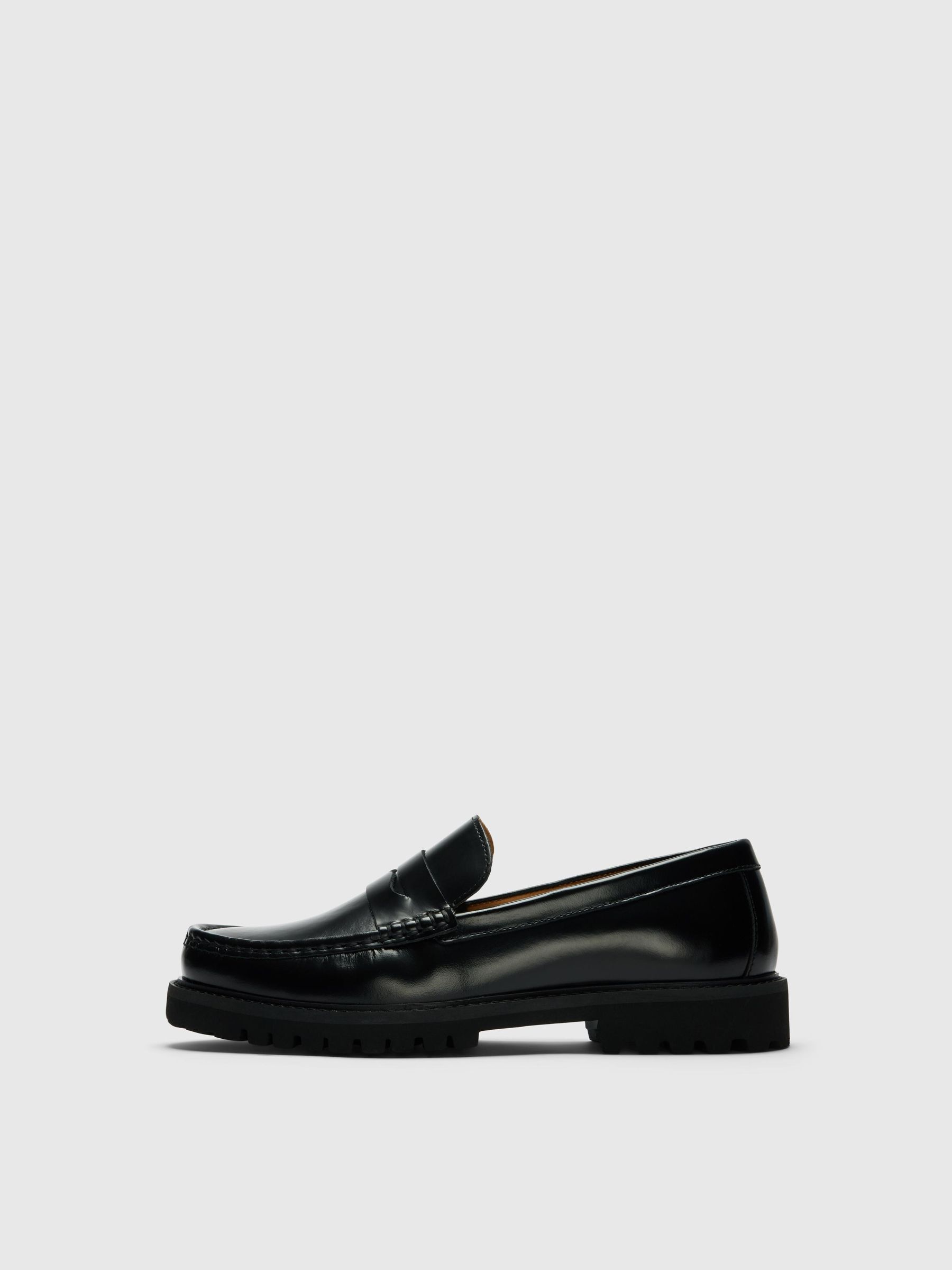 LEDER PENNY LOAFER, Black, highres