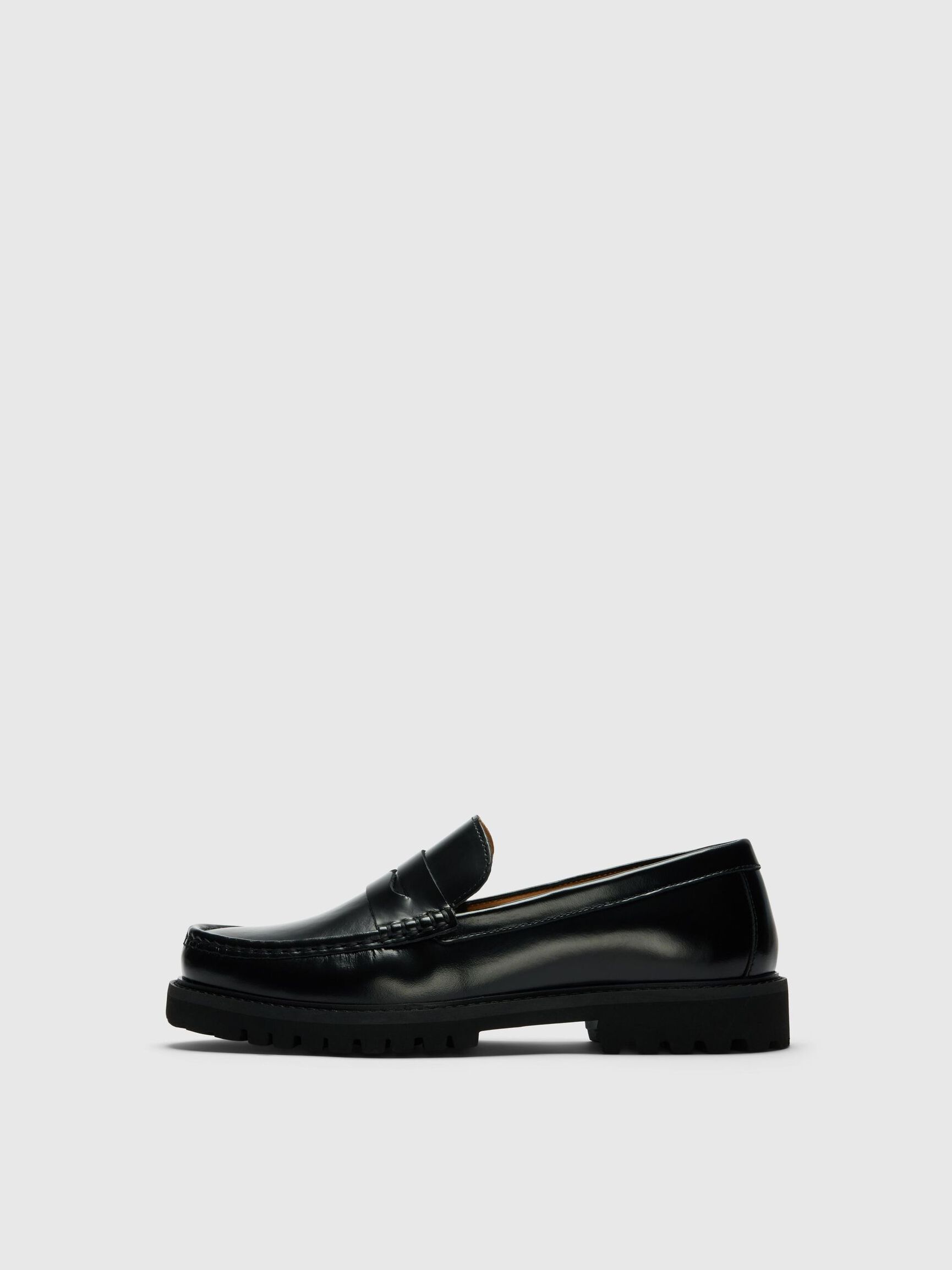 LEER PENNY LOAFERS, Black, highres