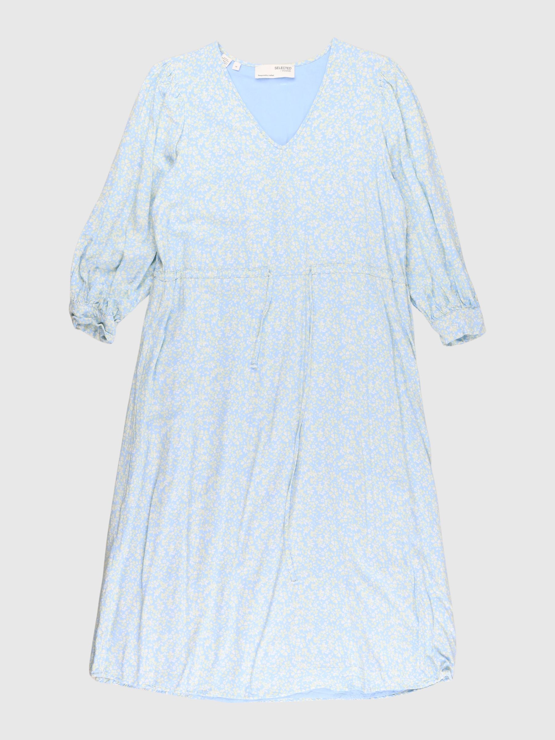 FLORAL MIDI DRESS, Blue Bell, highres