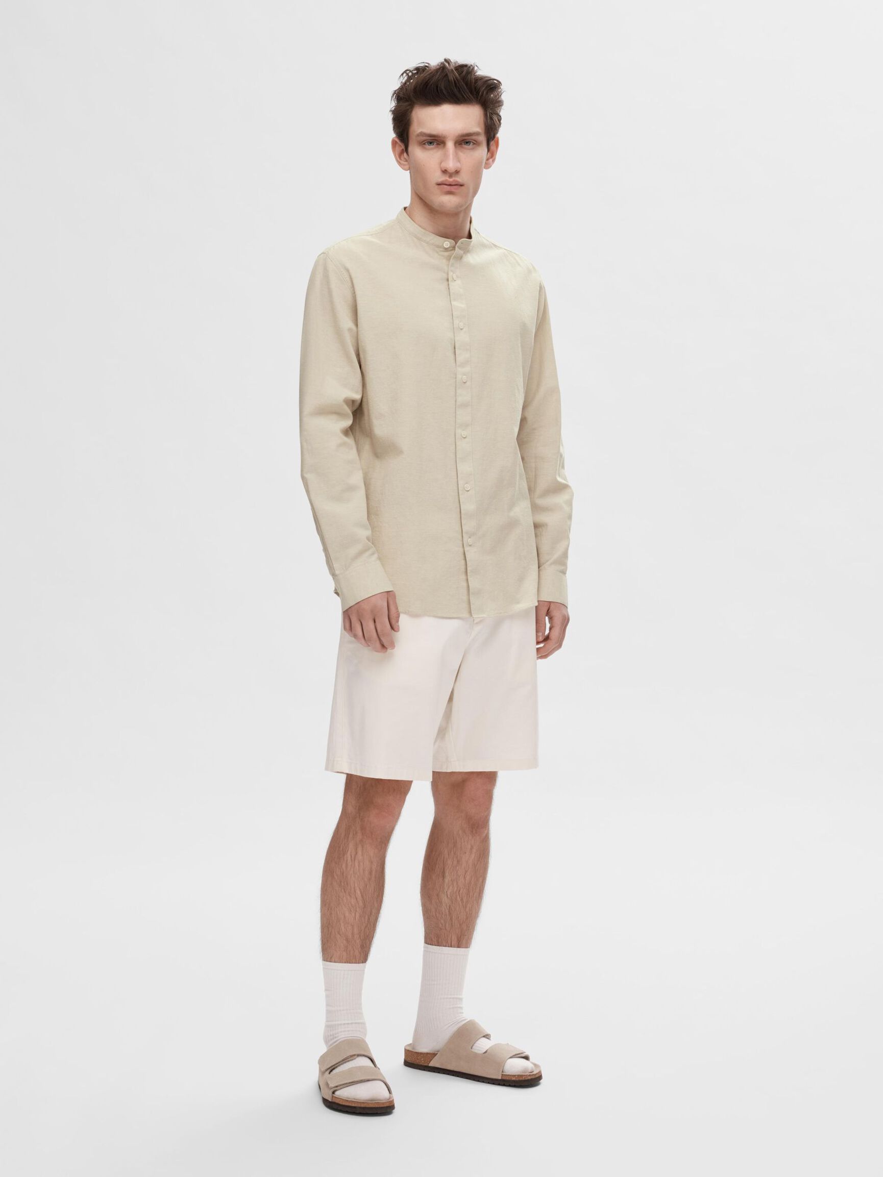 LONG-SLEEVED LINEN BLEND SHIRT, Pure Cashmere, highres