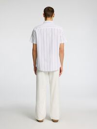 COTTON BLEND SHORT SLEEVED SHIRT, White, highres