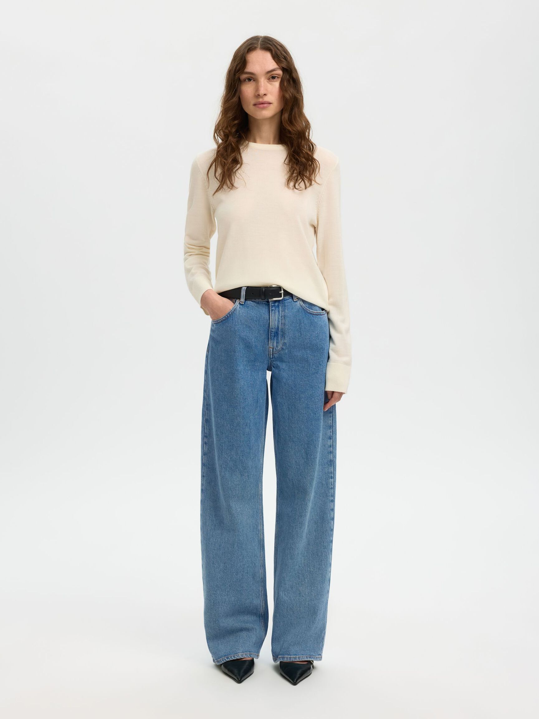 HIGH WAIST WIDE FIT JEANS, Light Blue Denim, highres