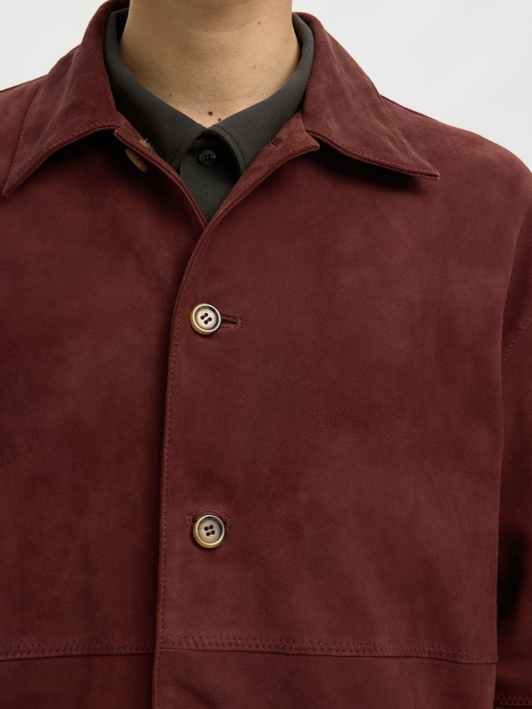 100% SUEDE OVERSHIRT, Cherry Mahogany, highres