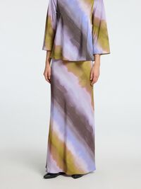 BEDRUKT MAXI ROK, Cornflower Blue, highres