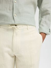196 STRAIGHT FIT LINEN-BLEND TROUSERS, Cloud Dancer, highres