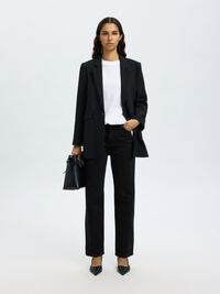 HIGH WAIST WIDE LEG JEANS, Black Denim, highres