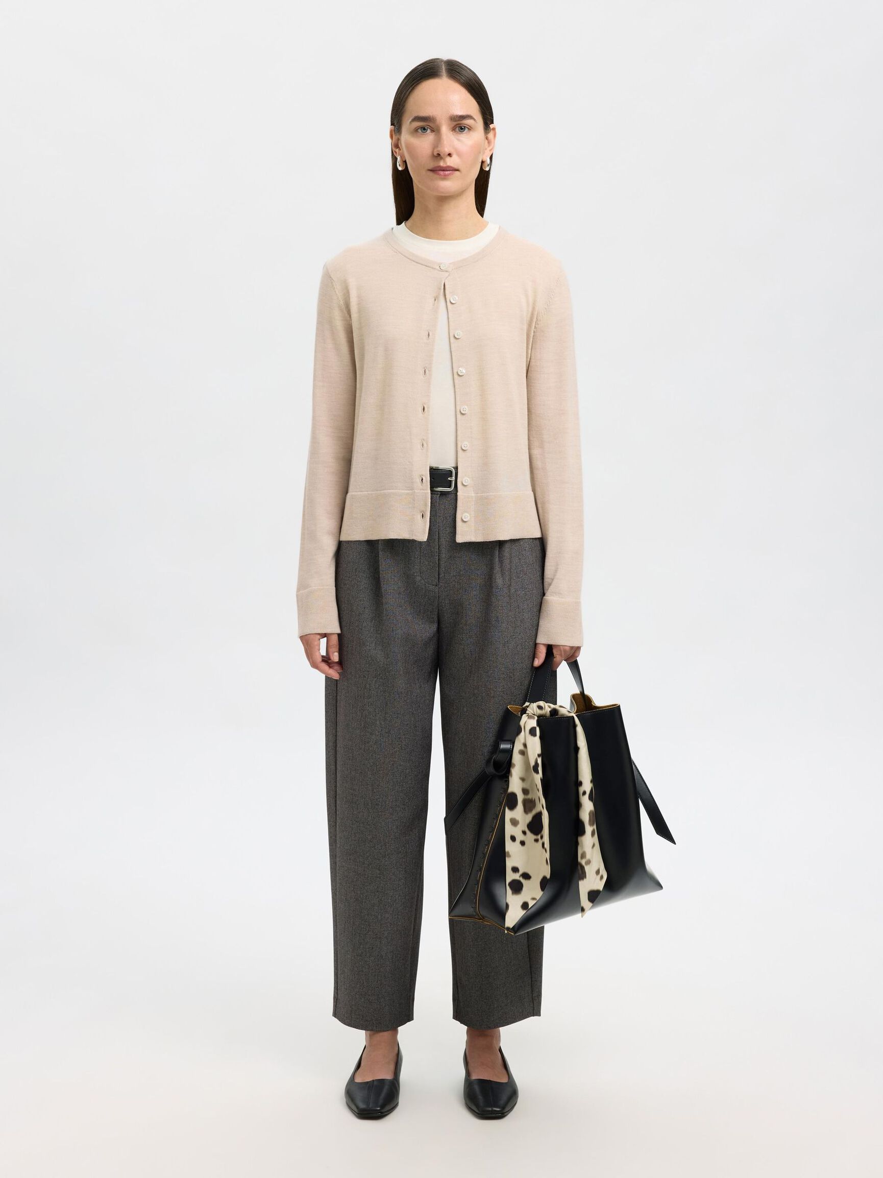 CARDIGAN A MAGLIA, Oatmeal, highres