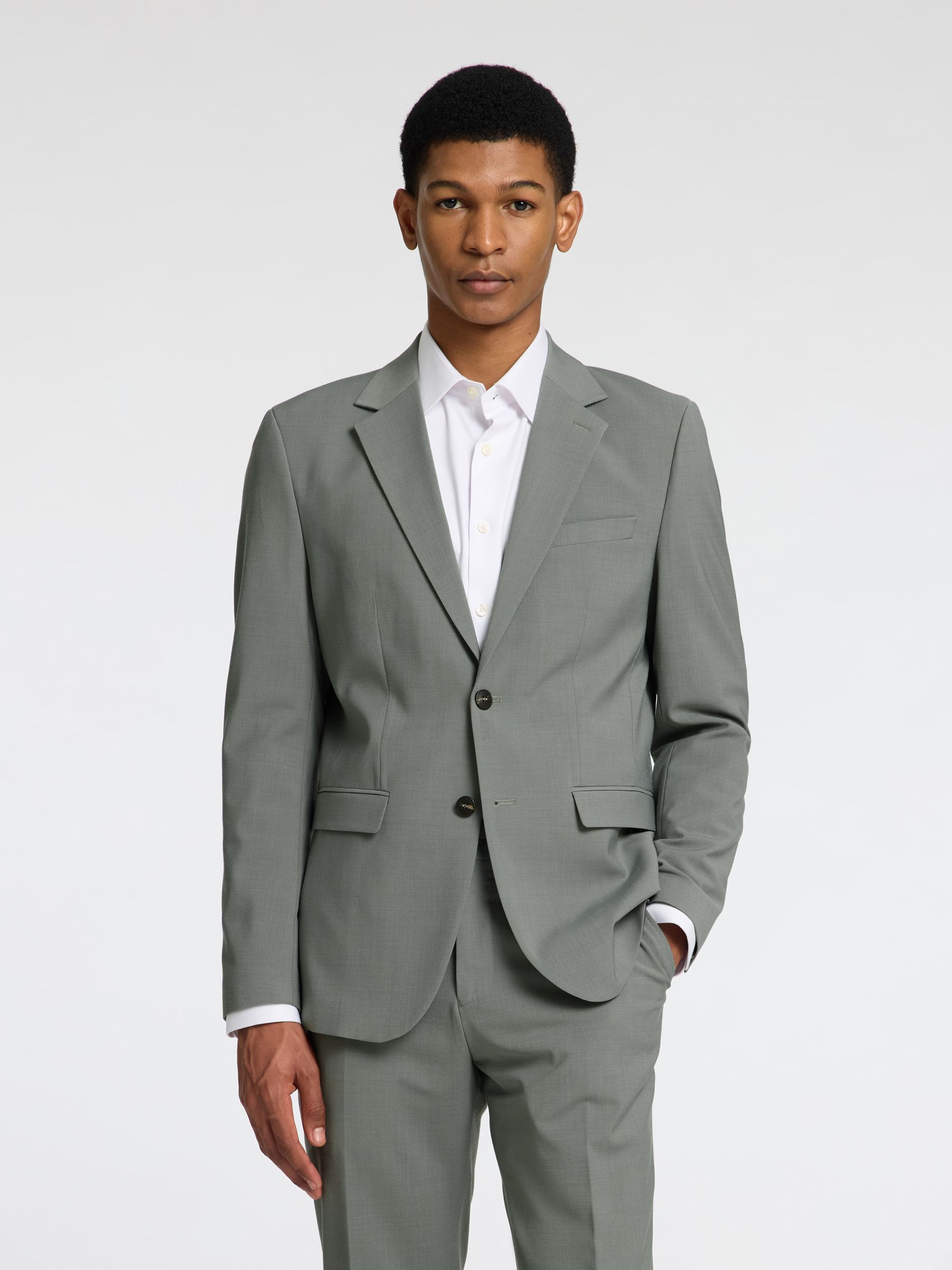 BOUTONNAGE SIMPLE BLAZER AJUSTÉ, Iceberg Green, highres