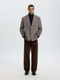 PEAK LAPEL DOUBLE-BREASTED BLAZER, Medium Grey Melange, highres