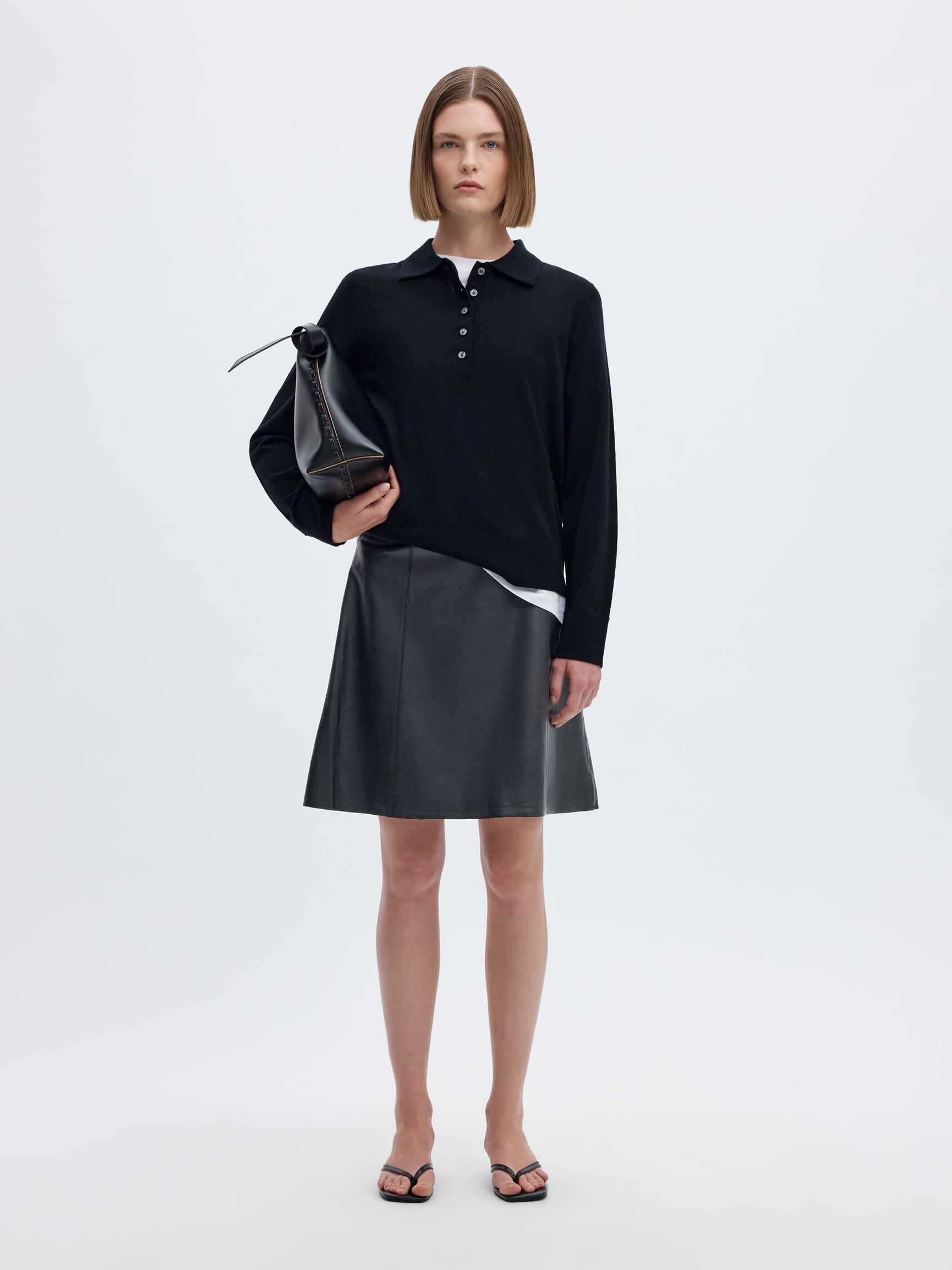 MINI LEATHER SKIRT, Black, highres
