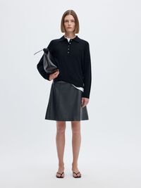 MINI LEATHER SKIRT, Black, highres