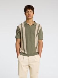 KURZARM POLOHEMD AUS STRICK, Vetiver, highres