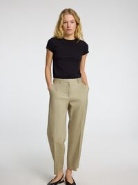 MID WAIST BARREL FIT TROUSERS, Vetiver, highres