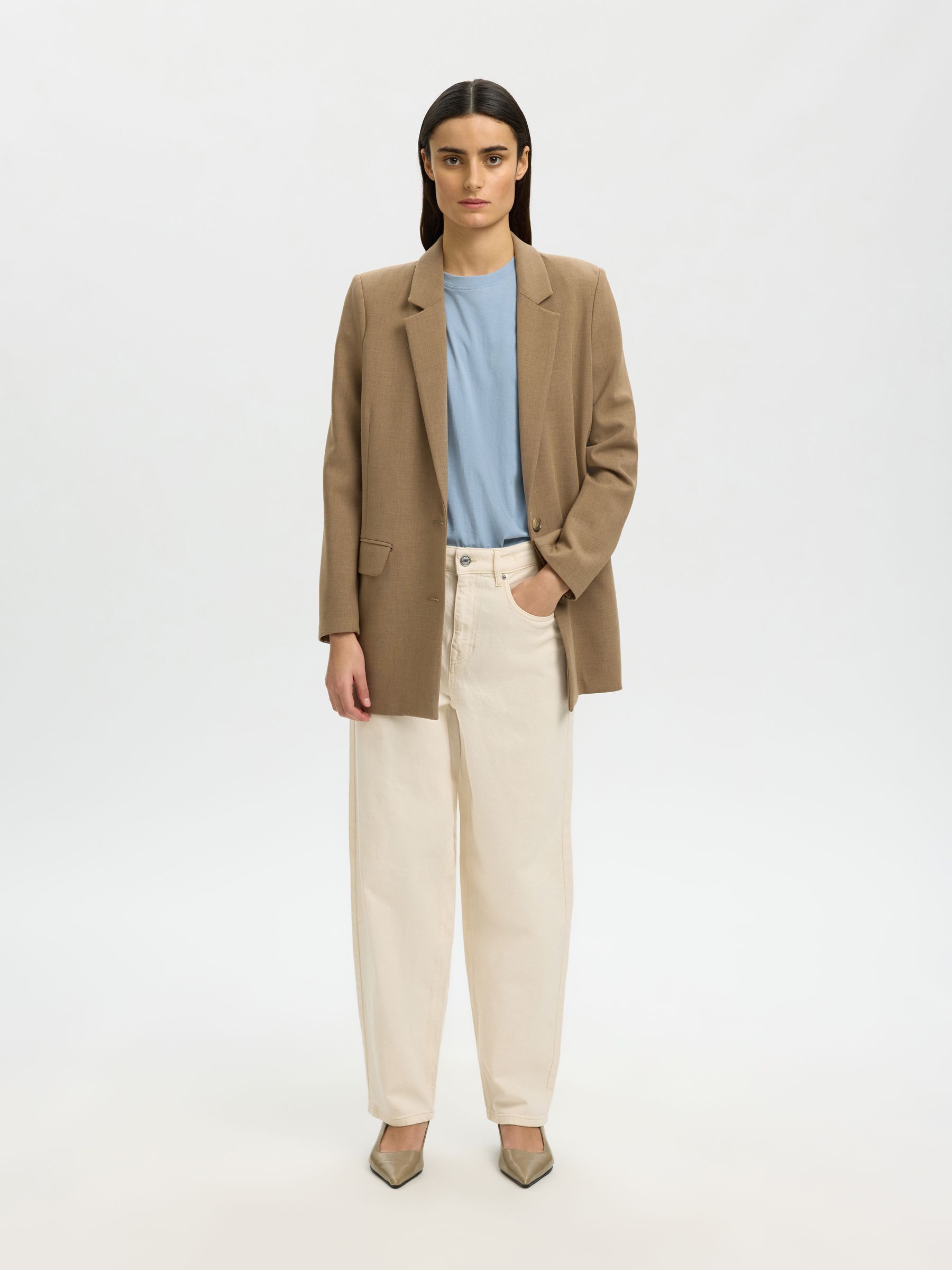 RUFFLED COTTON T-SHIRT, Dusty Blue, highres