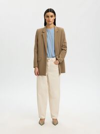 RUFFLED COTTON T-SHIRT, Dusty Blue, highres