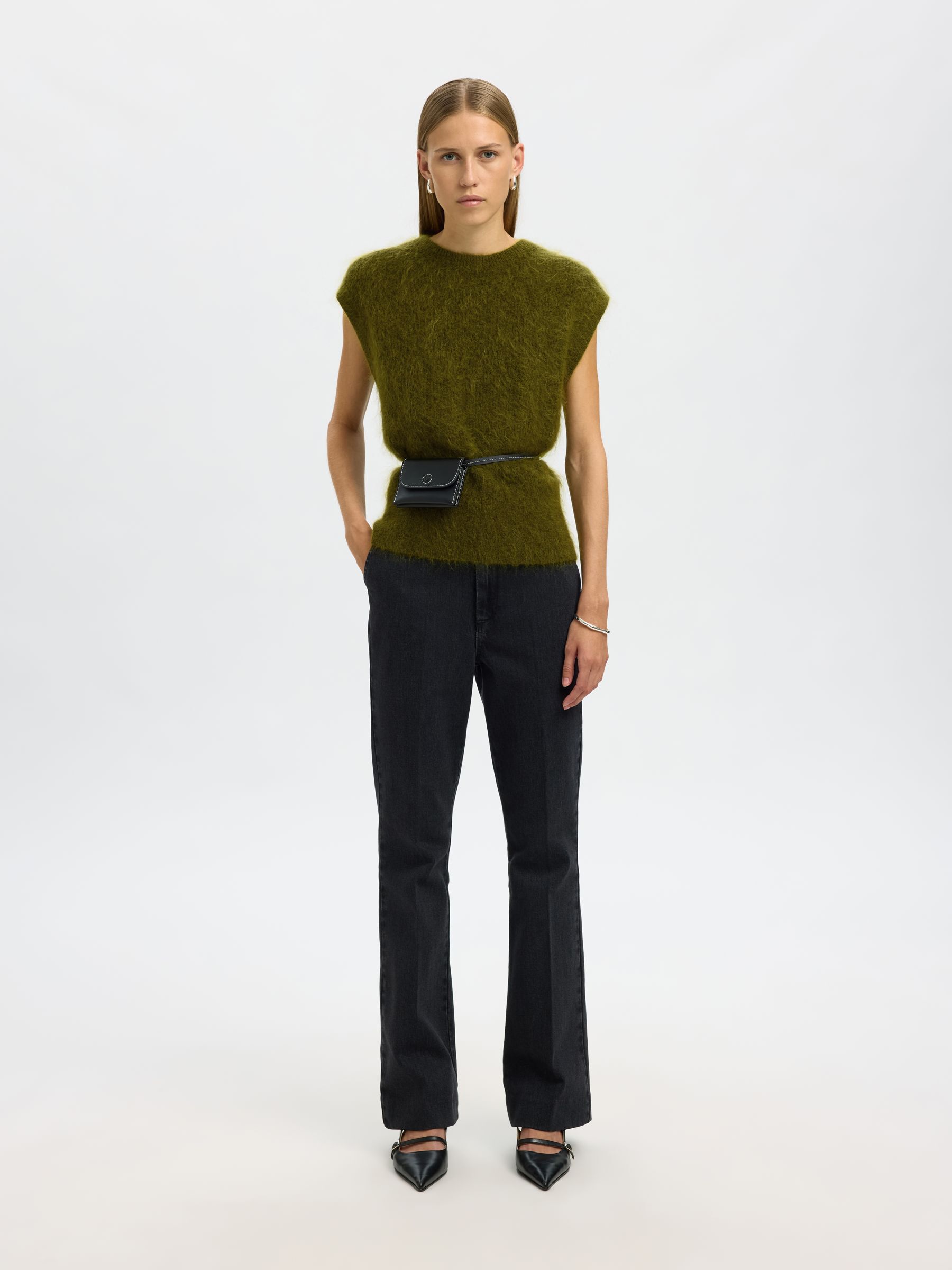 MOHAIR BLEND KNITTED VEST, Avocado, highres