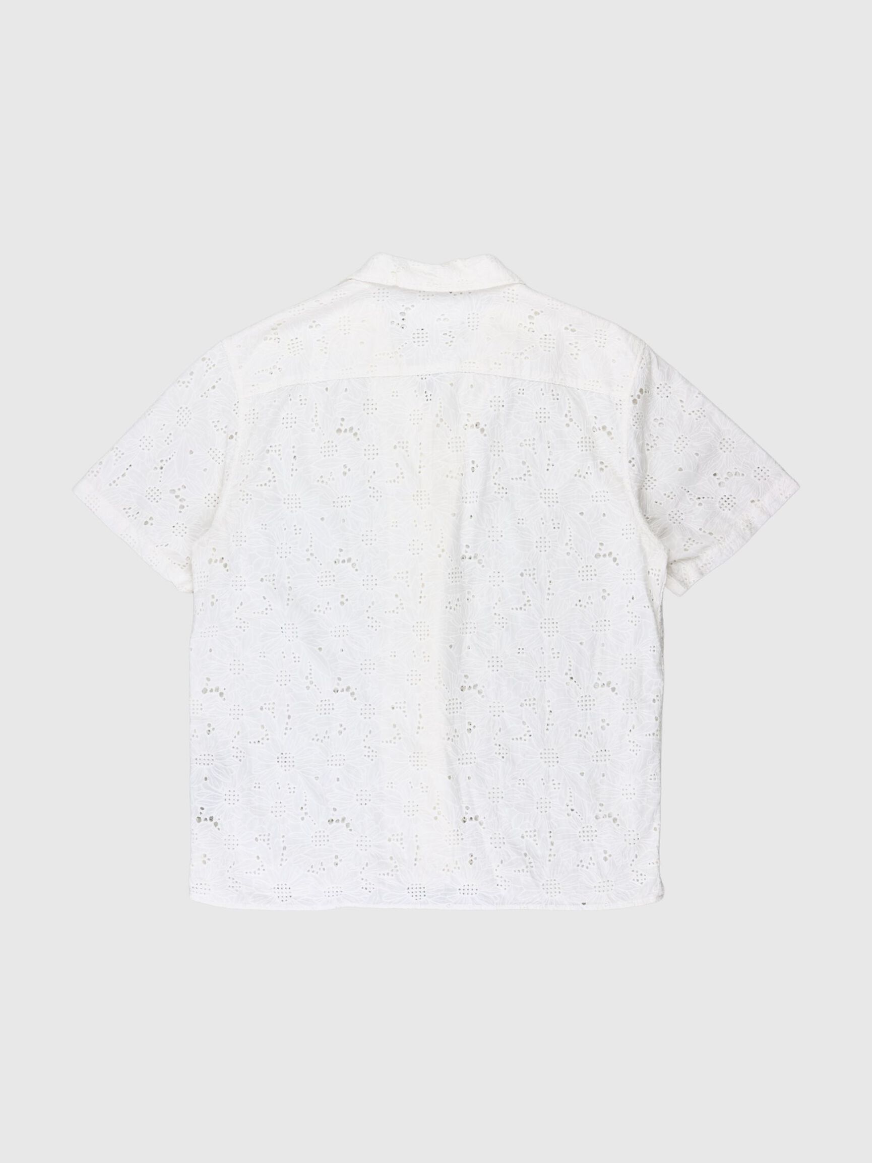 BRODERIE ANGLAISE KORTÆRMET SKJORTE, Bright White, highres