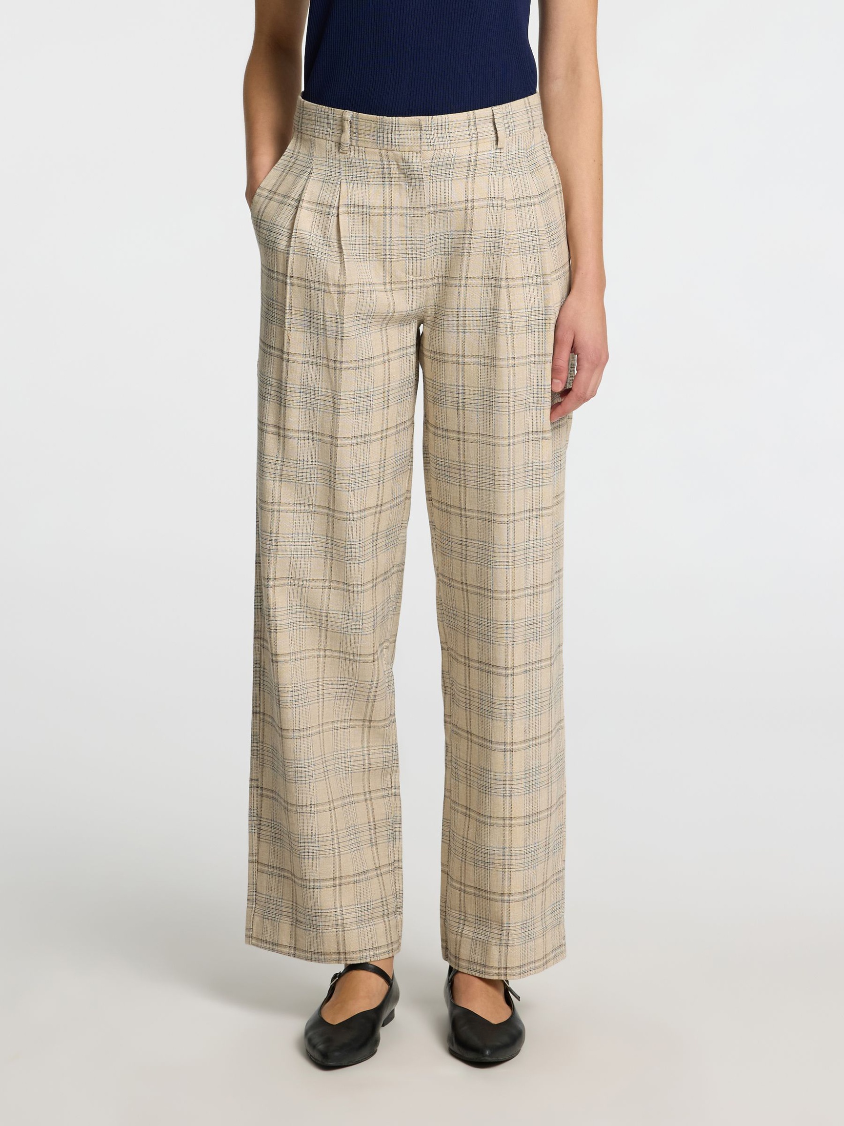 PANTALONI GAMBA AMPIA, Bleached Sand, highres