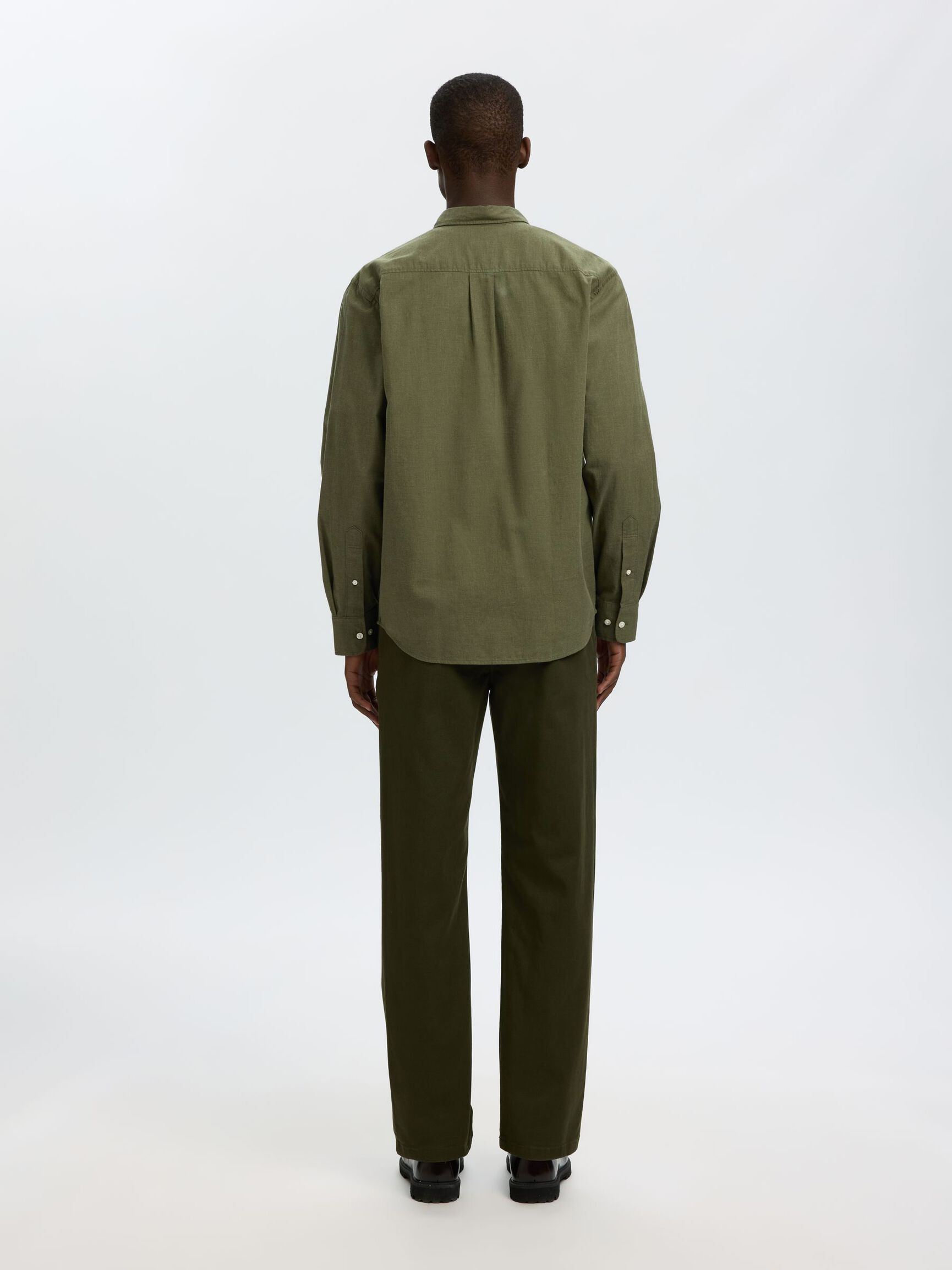COTTON LONG SLEEVED SHIRT, Vetiver, highres