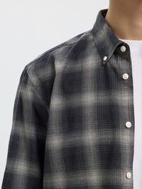 COTTON LONG SLEEVED SHIRT, Dark Grey Melange, highres