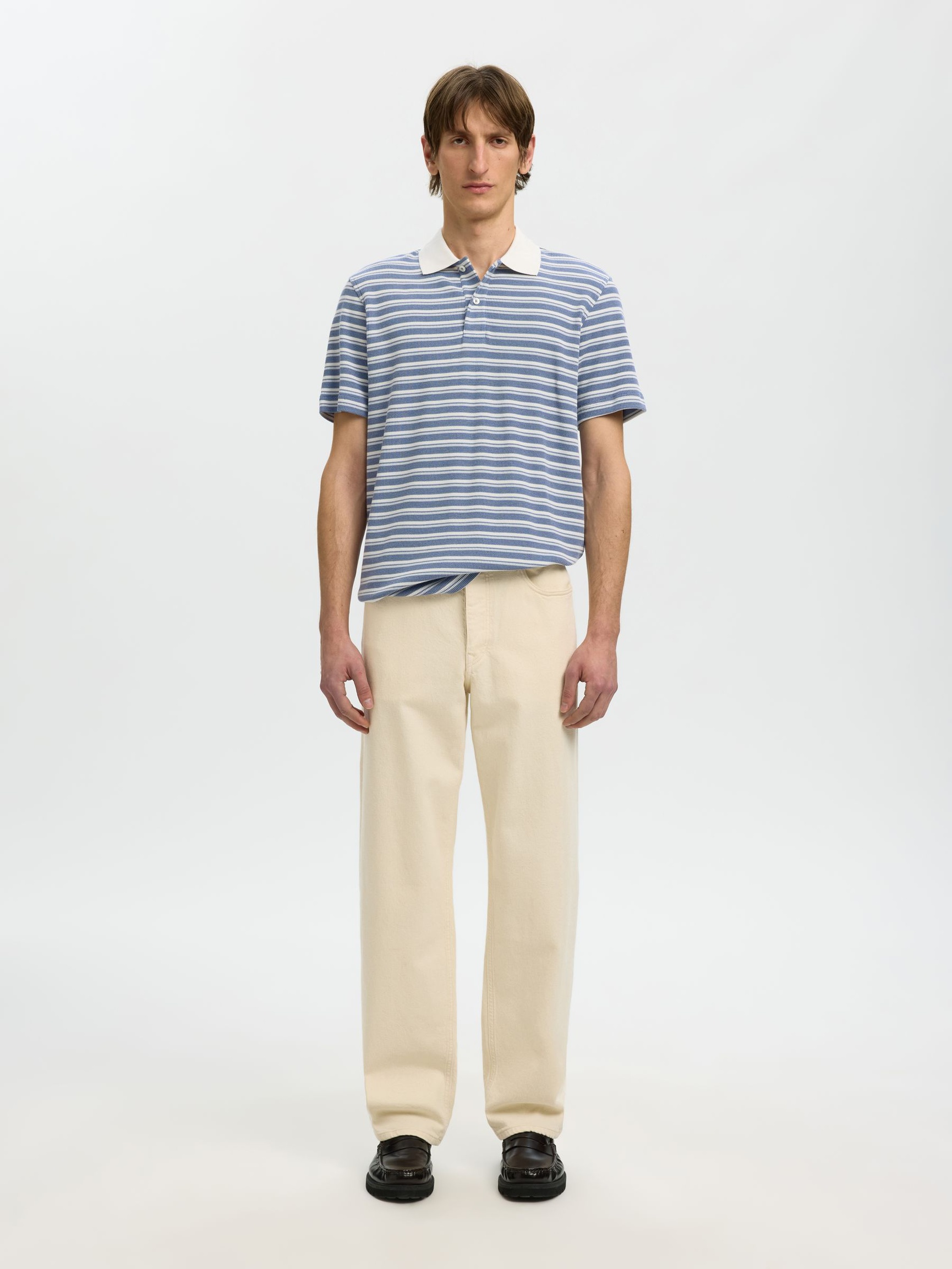 SHORT SLEEVED POLO SHIRT, Egret, highres
