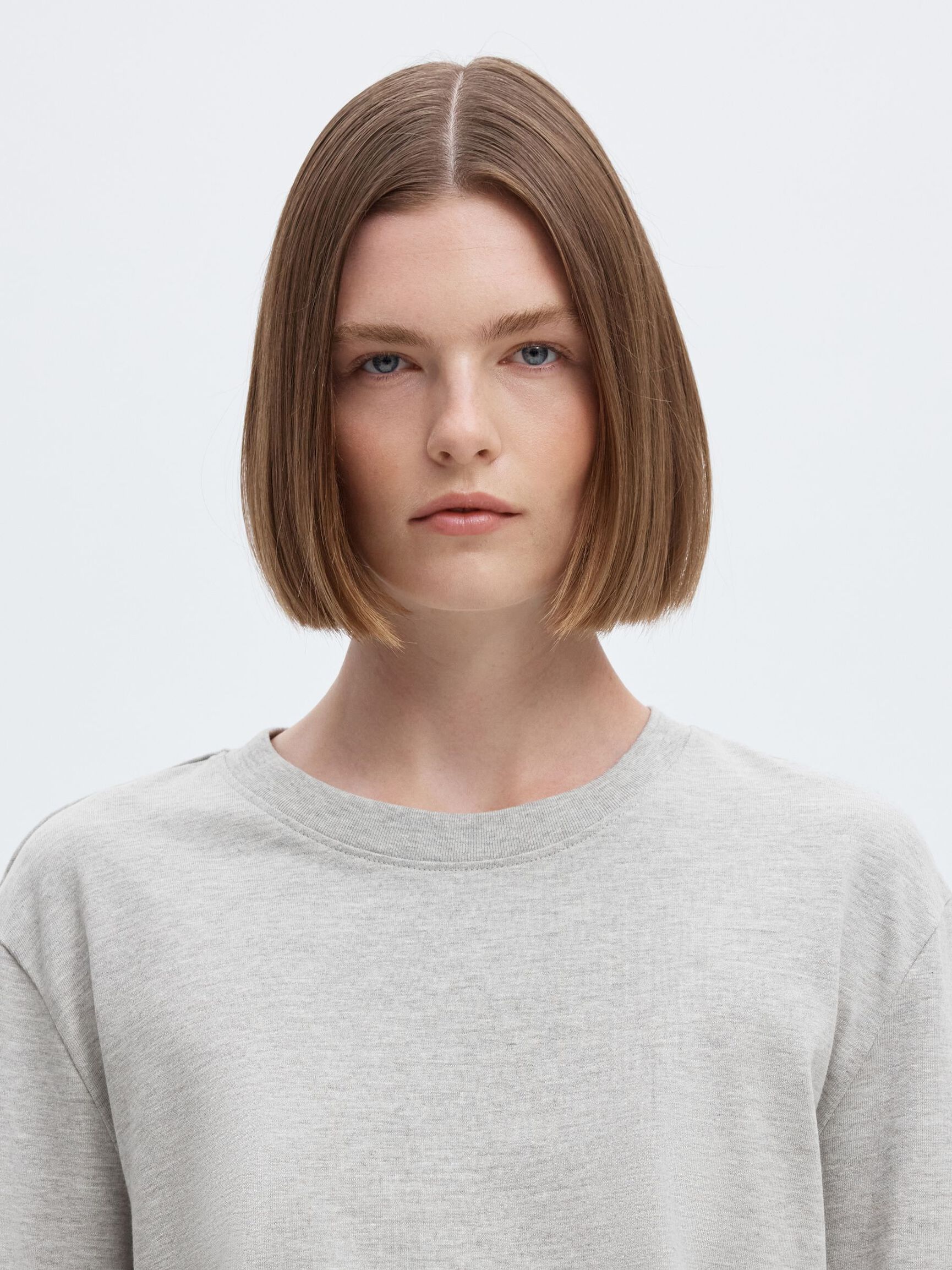 LÅNGÄRMAD BOXY T-SHIRT, Light Grey Melange, highres