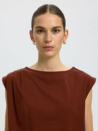 COTTON SLEEVELESS TOP, Cherry Mahogany, highres