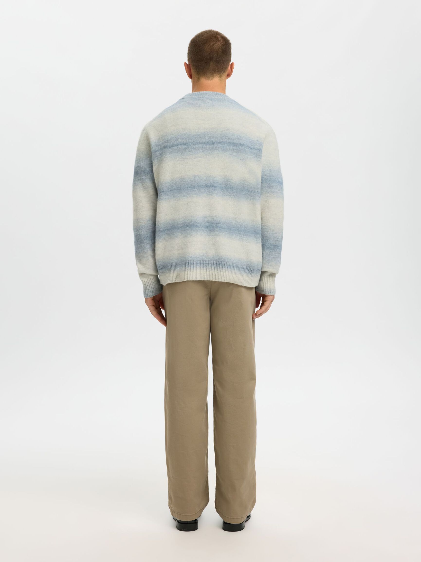 RELAXED FIT KNITTED PULLOVER, Dusty Blue, highres