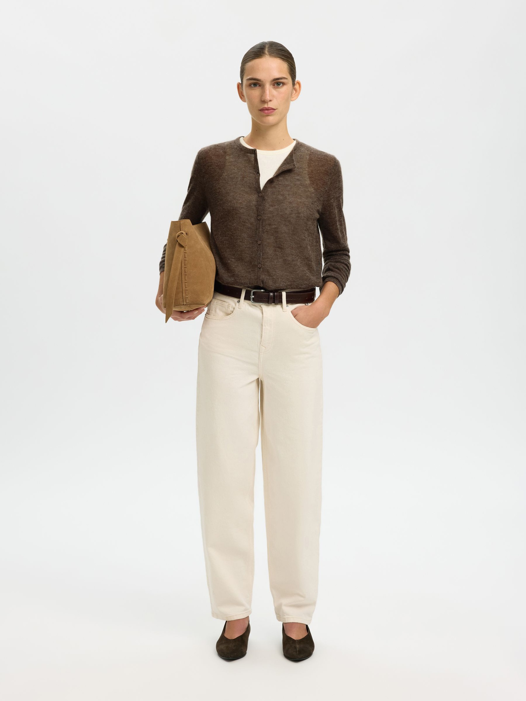 LANGARM STRICKJACKE, Chocolate Chip, highres