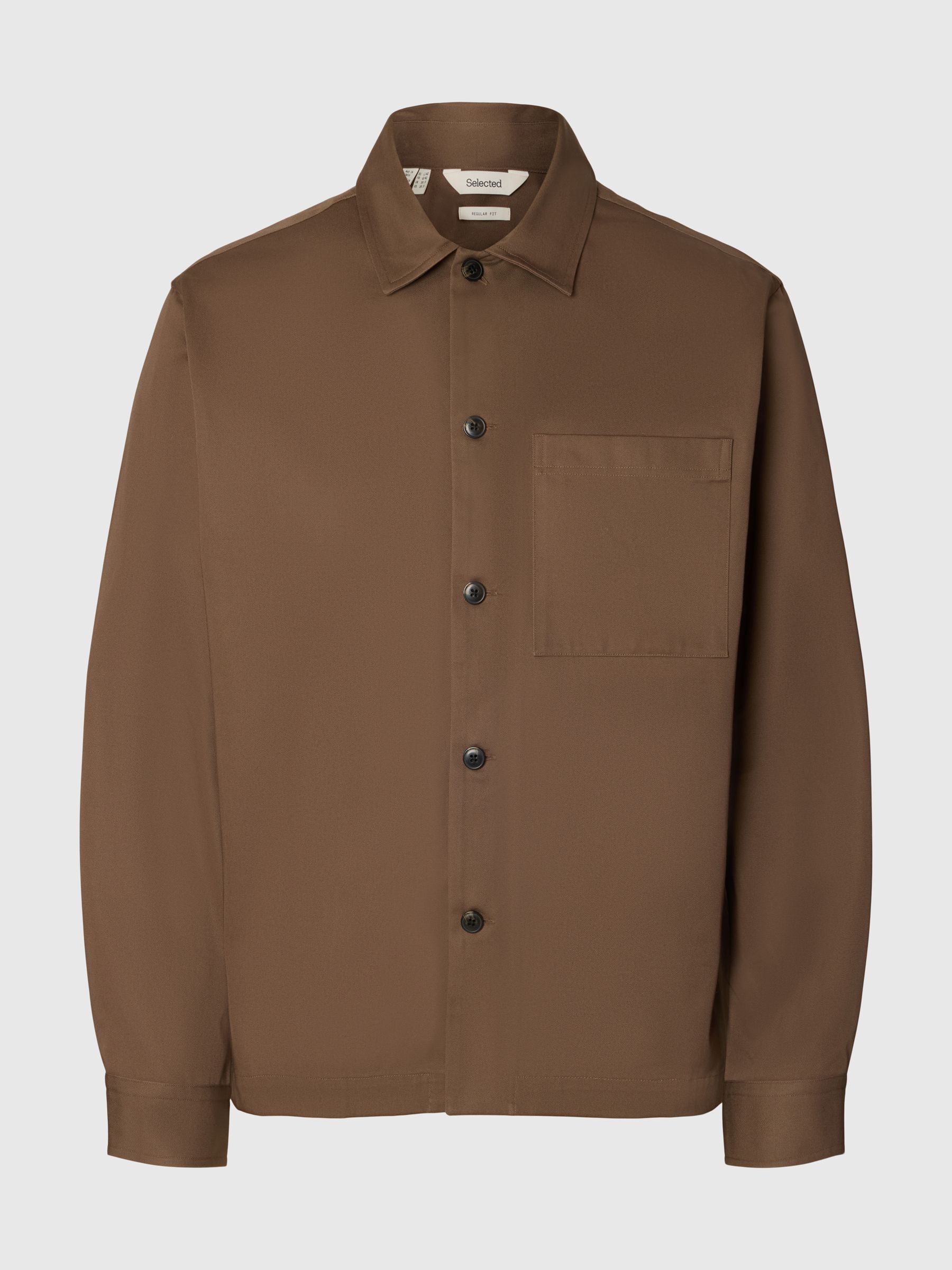 REGULAR FIT TWILL OVERSHIRT, Chocolate Chip, highres