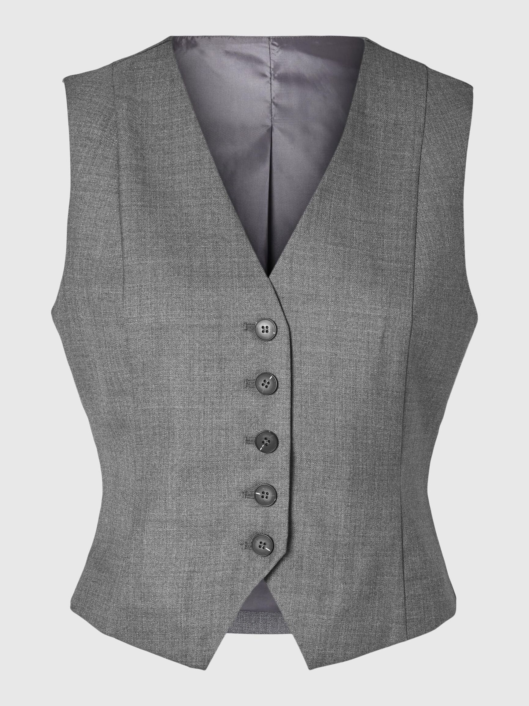 TAILORED WOOL BLEND WAISTCOAT, Grey Melange, highres