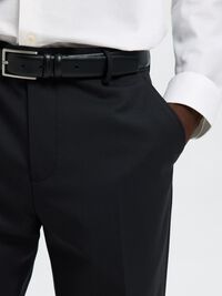 WOOL BLEND  SUIT TROUSERS, Black, highres