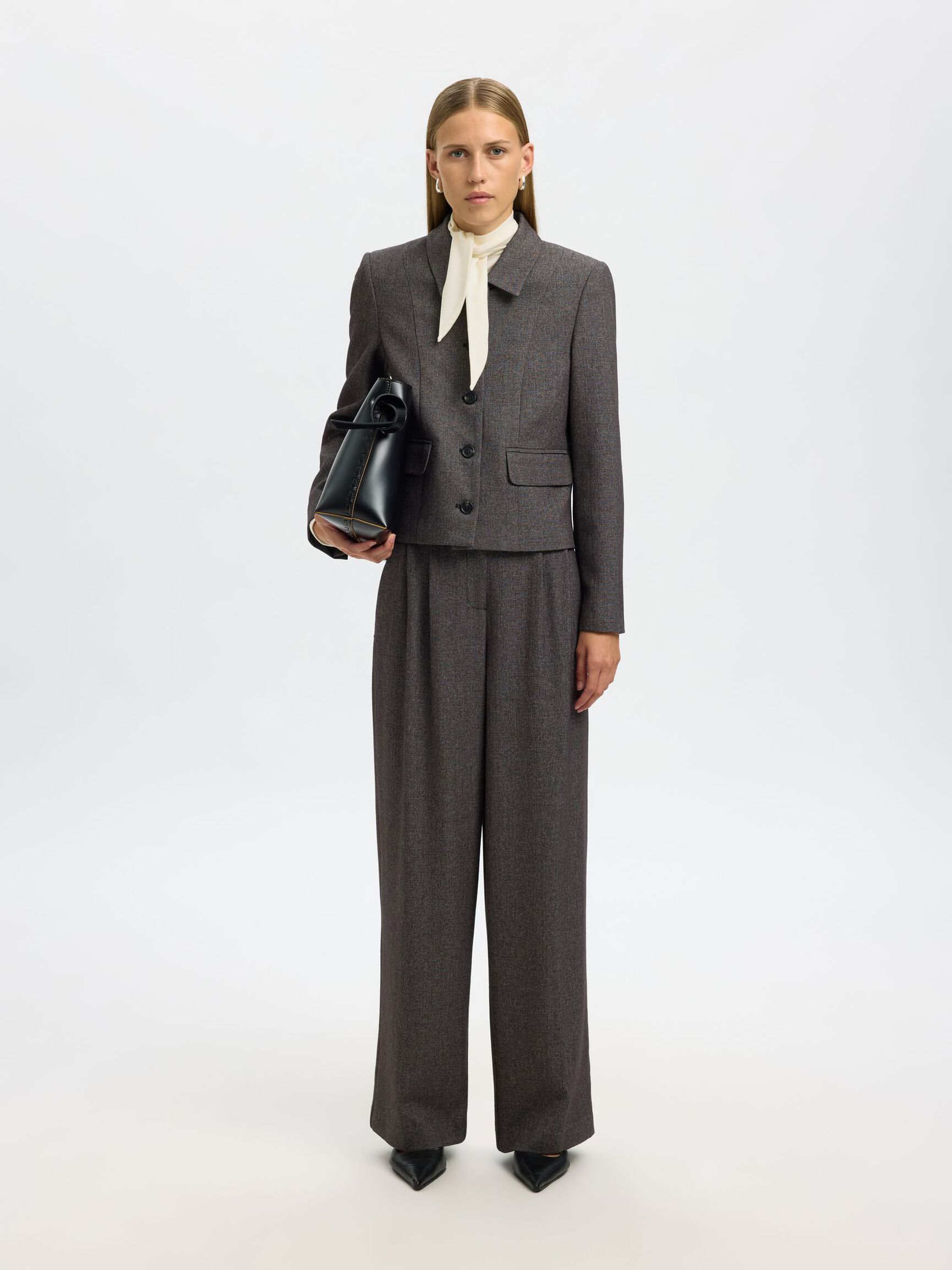 COL MONTANT TOP À MANCHES LONGUES, Egret, highres