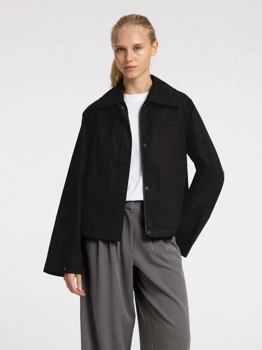 Selected 100 % COTON VESTE COURTE, Black, highres - 16097785_Black_003.jpg