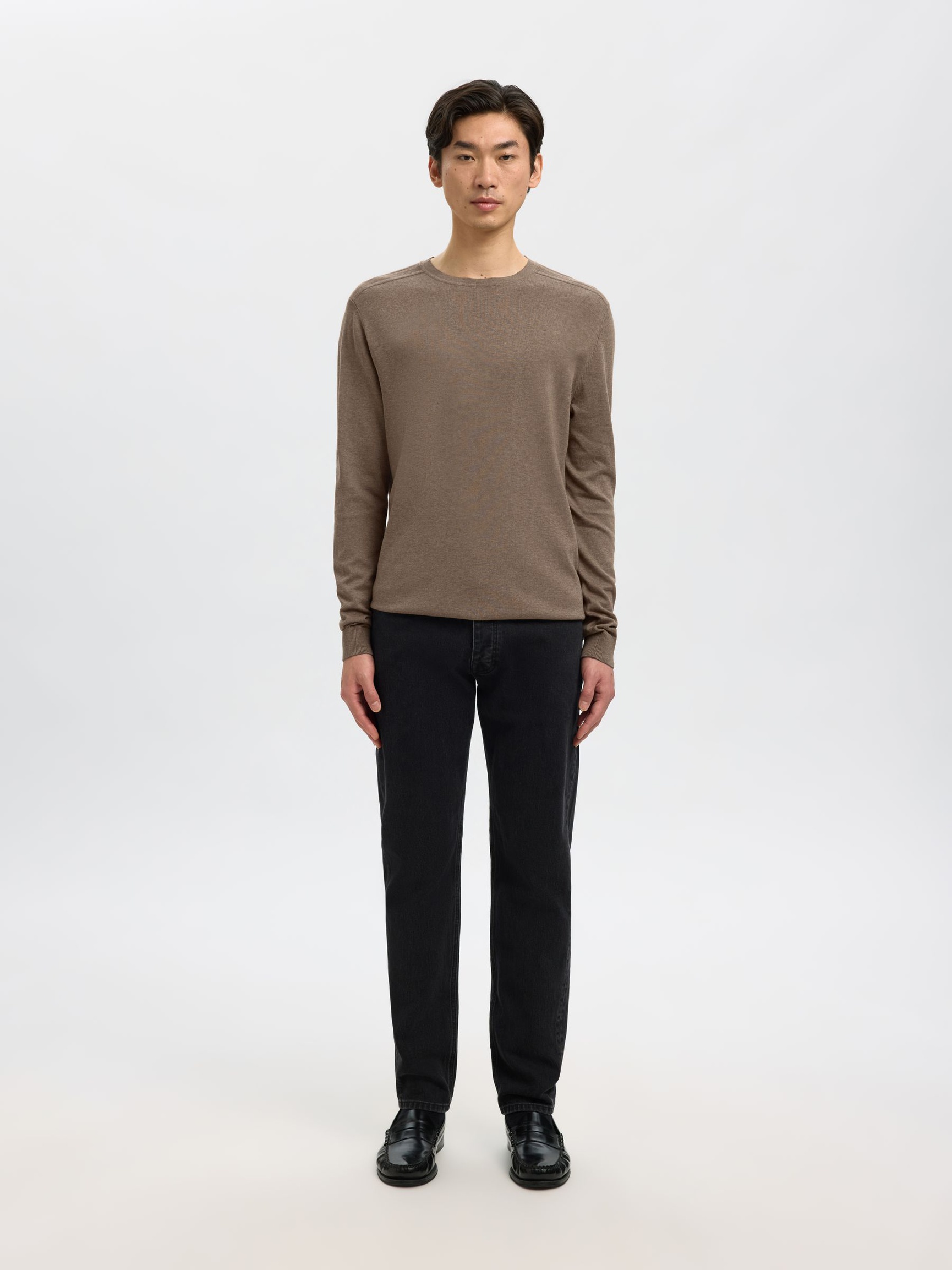 MANCHES LONGUES PULL RAS DU COU, Teak, highres
