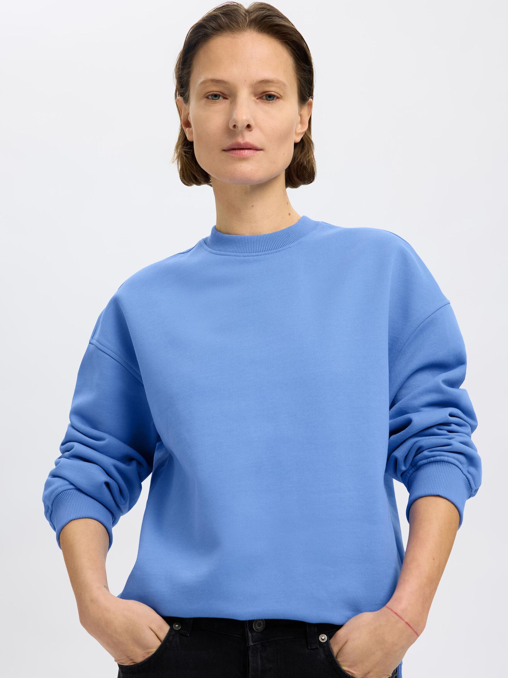 LANGES SWEATSHIRT, Cornflower Blue, highres