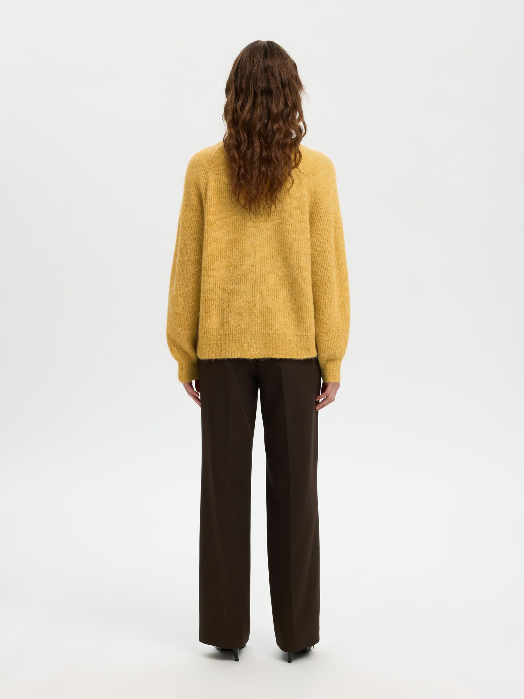WOOL BLEND CARDIGAN, Ochre, highres
