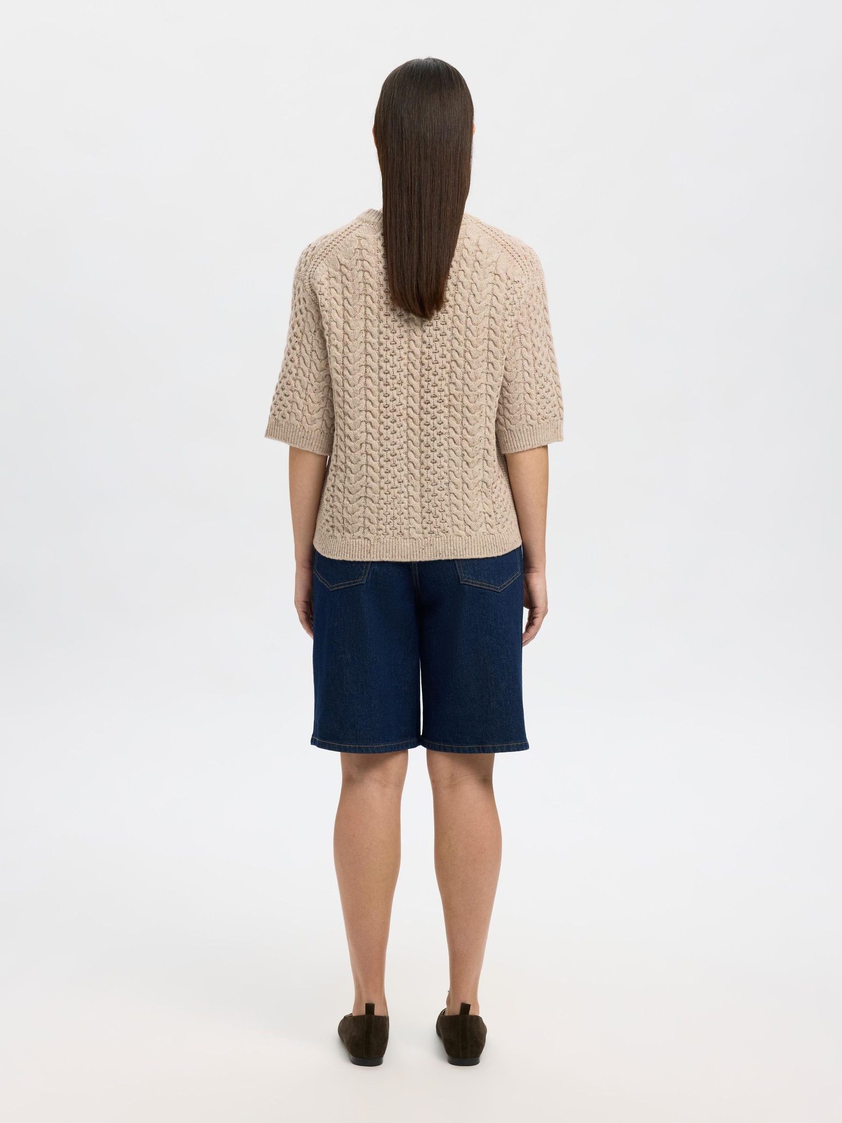 WOOL BLEND KNITTED PULLOVER, Birch, highres
