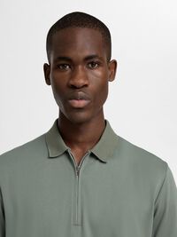 ZIPPER POLO SHIRT, Agave Green, highres