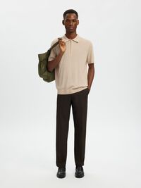 100% MERINOULL PIKÉTRÖJA, Oatmeal, highres